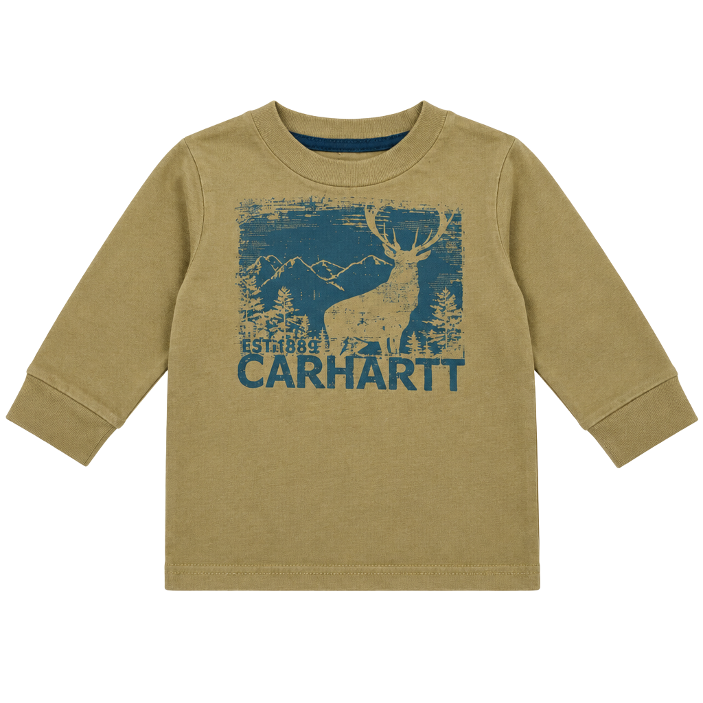 Carhartt Graphic Long Sleeve Deer Tee Size 3M Brown 1