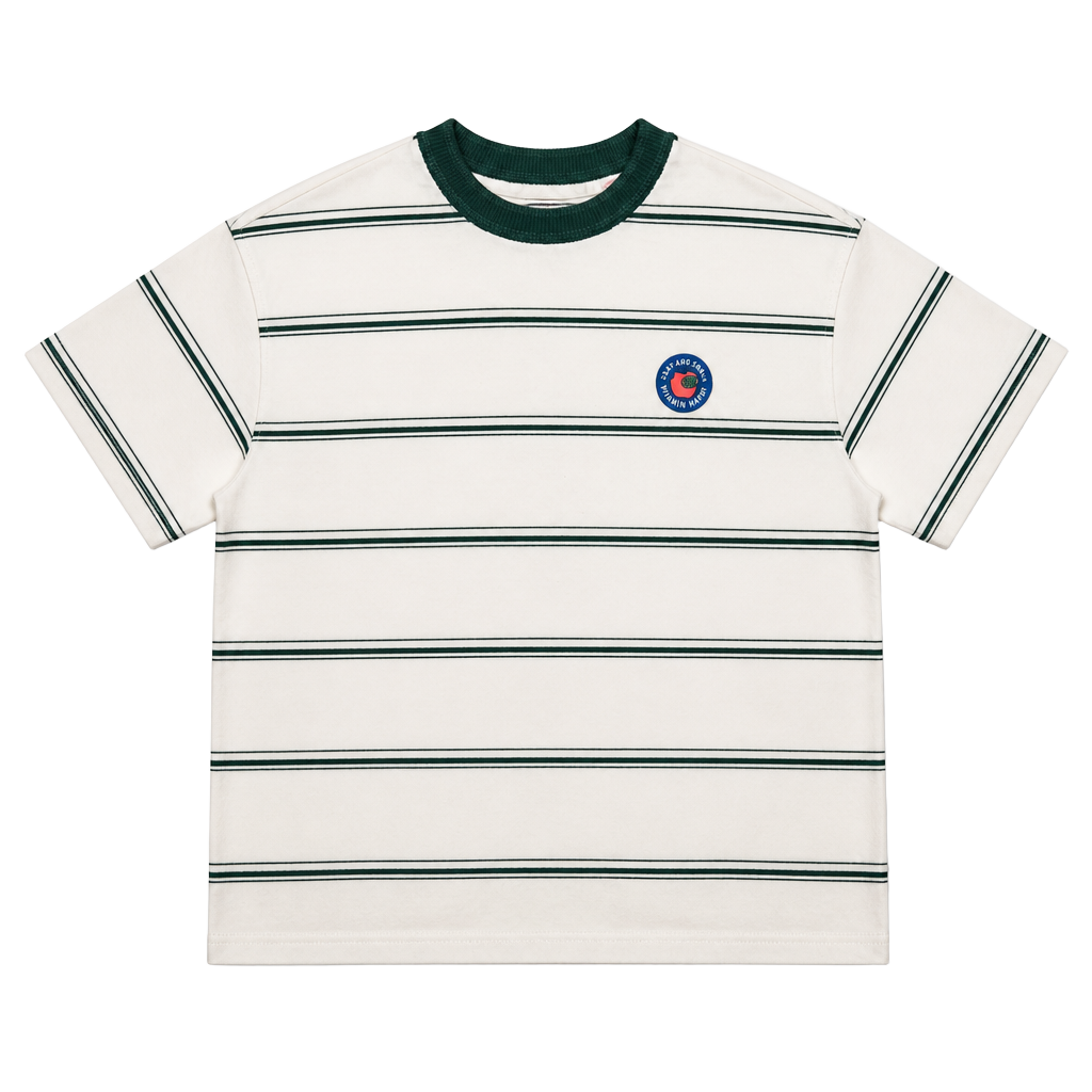 Zara Striped Baby Tee 2 Years 92 cm White Green Ringer Shirt 1