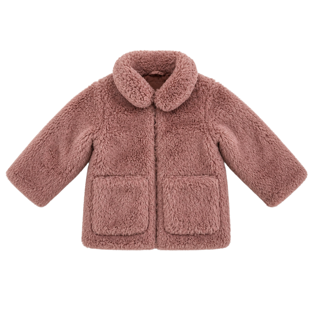H&M Faux Fur Jacket Size 3-4T Dusty Pink 1