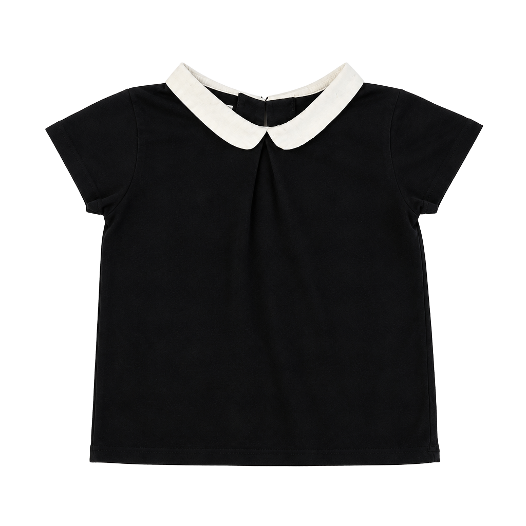 Zara Peter Pan Collar Tee Size 3-4 Years Black White 1