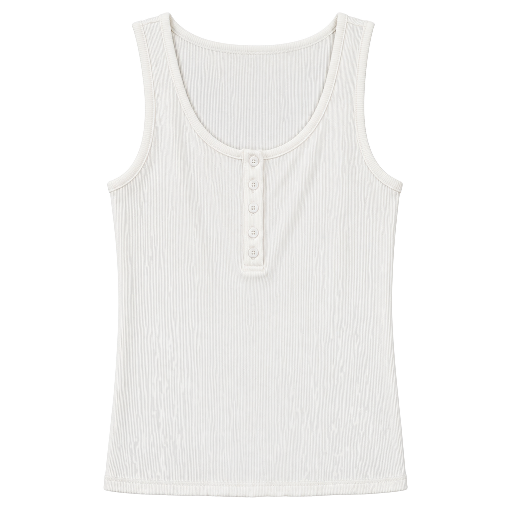 PrettyGarden Ribbed Button Tank Top Size S White 1