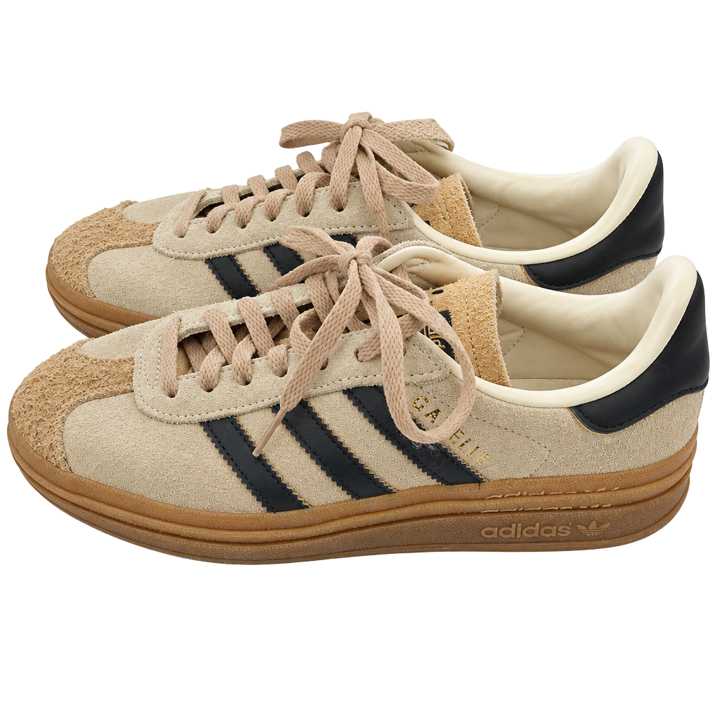 Adidas Gazelle Bold Womans Size 6 Cream Suede Platform Sneakers 1