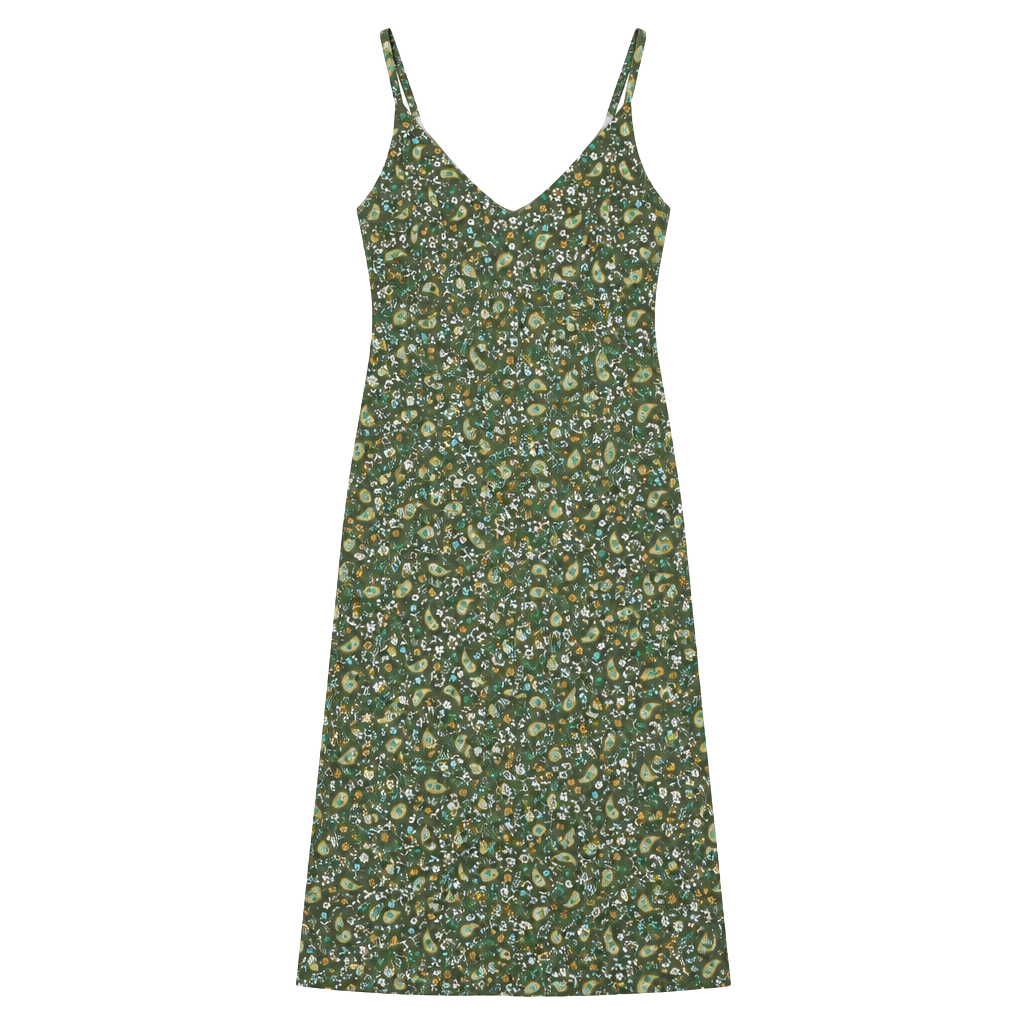 Sky to Moon Floral Slip Dress Size S Green Rayon Mini 1