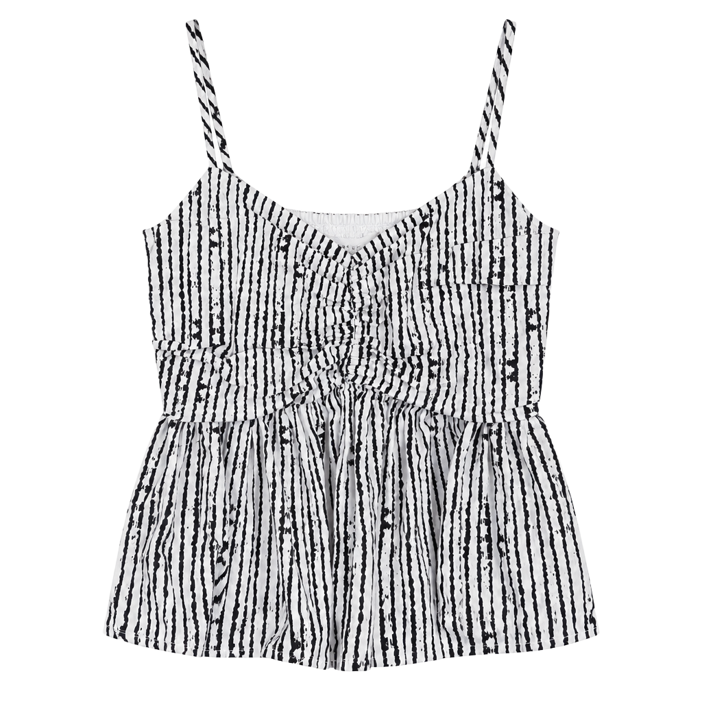 Saltwater Luxe Cami Size S Black White Striped Peplum Top 1