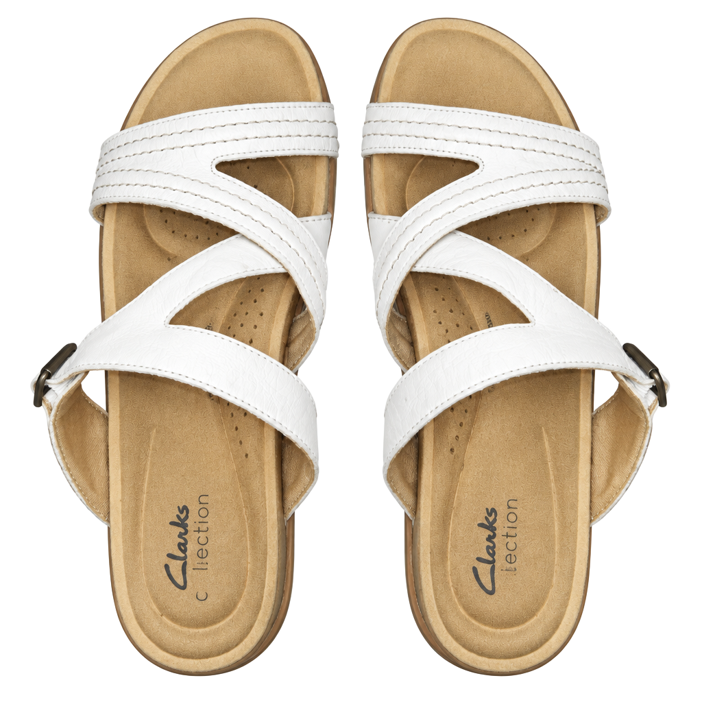 Clarks Sandals Size 9.5 White Leather 1