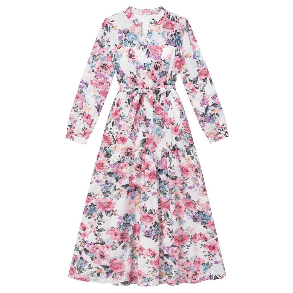 SHEIN Modely Floral Long Sleeve Maxi Dress Size M 1