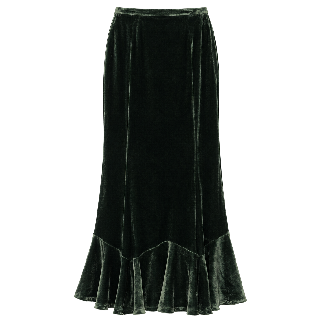 LAUREN Ralph Lauren Velvet Skirt Size 4 Green Long Mermaid 1