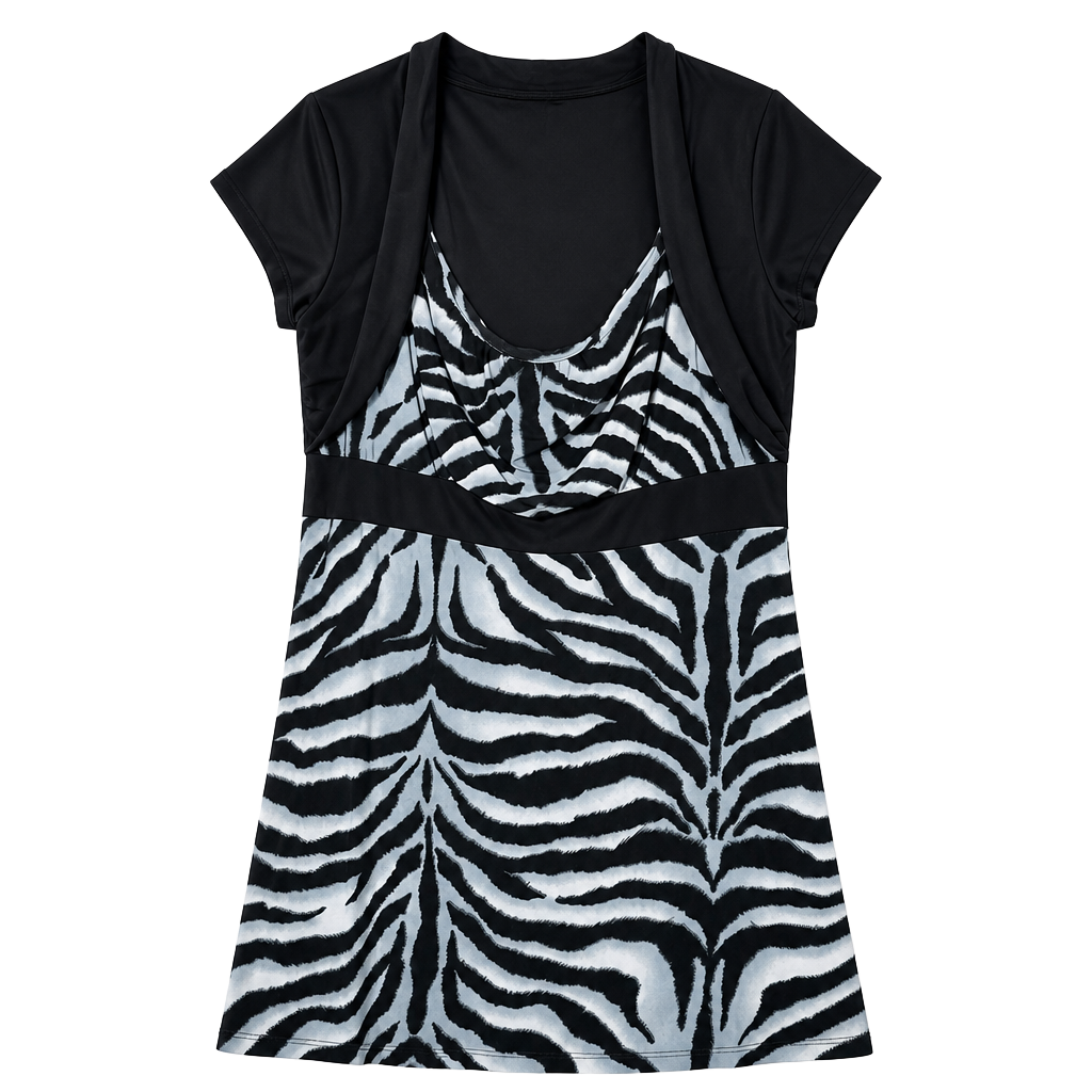 My Michelle Zebra Print Cowl Neck Dress with Faux Shrug Overlay 1
