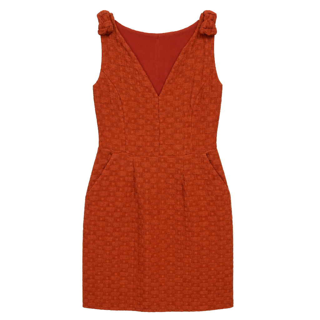 Tabitha Size 2 Rust Orange Textured Sleeveless Sheath Dress 1