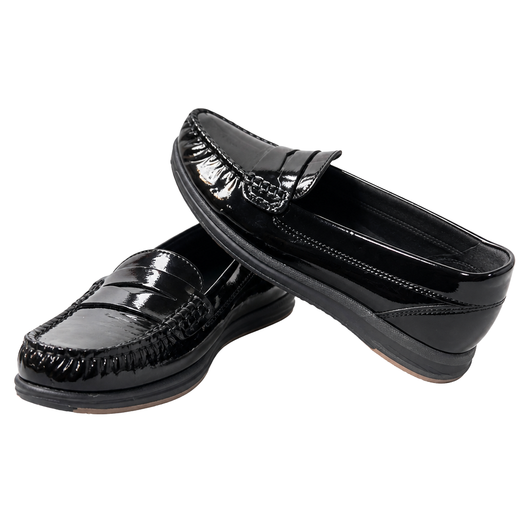 Geox Respira Black Patent Leather Penny Loafers Size 38 1