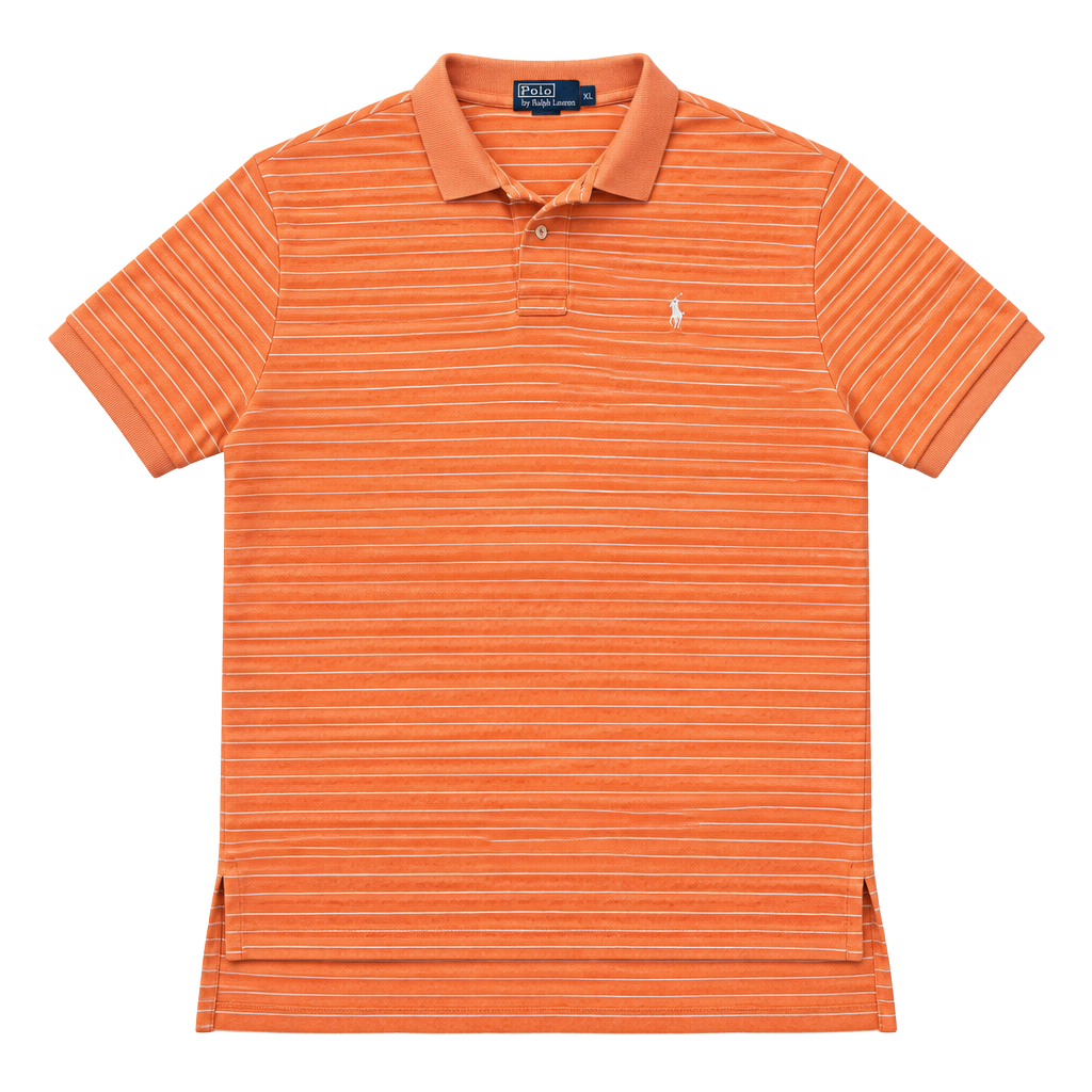 Polo Ralph Lauren Striped Polo Shirt Size XL Orange White 1