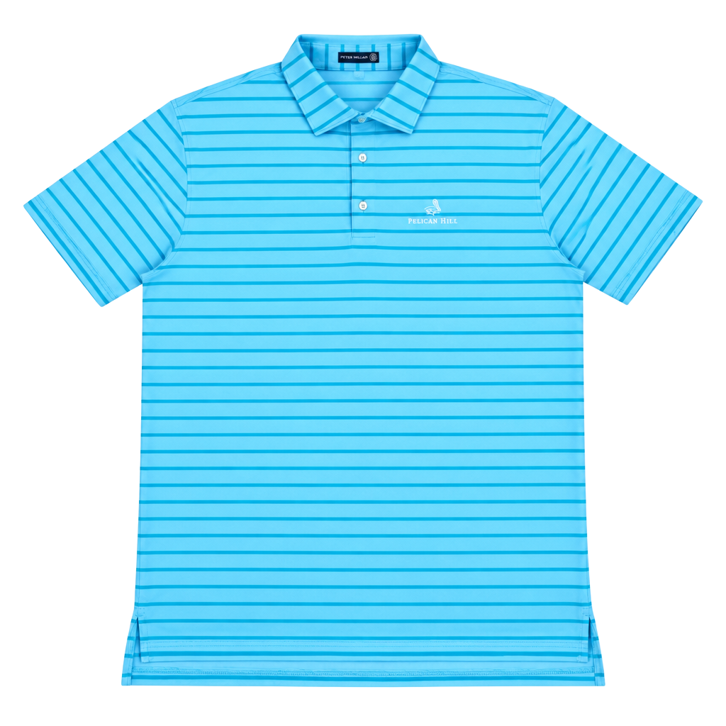 Peter Millar Pelican Hill Golf Polo Size L Blue Striped Short Sleeve 1