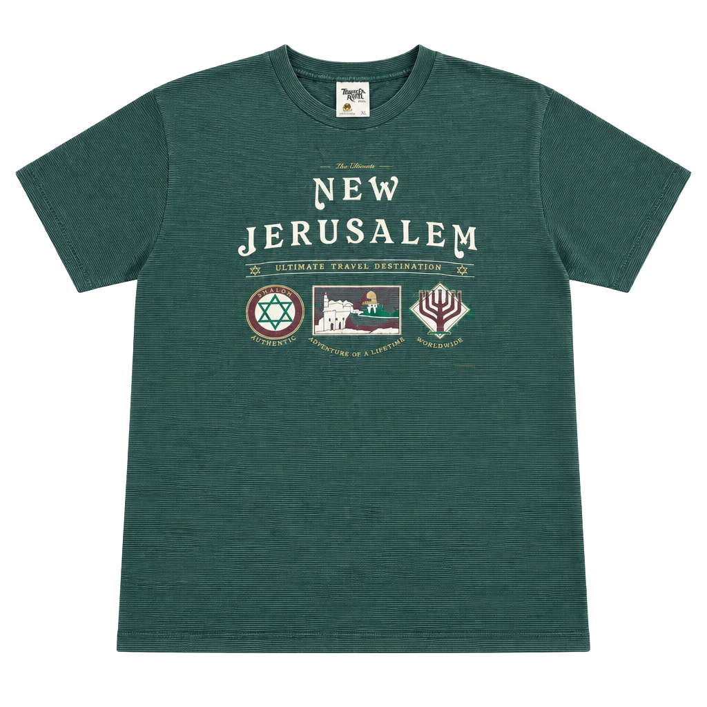 Single stitch New Jerusalem T-Shirt Size XL Green Vintage 1