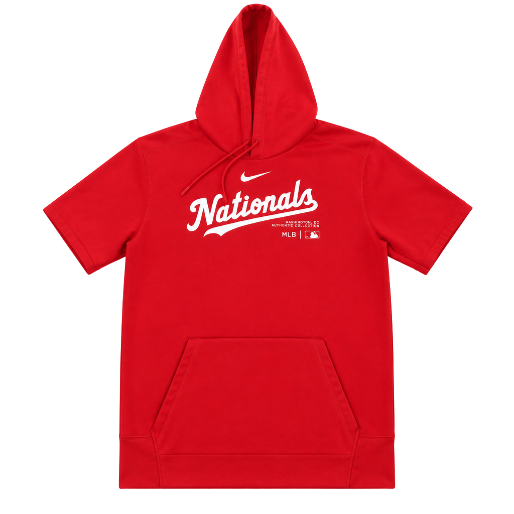 Nike Washington Nationals team issued MLB Therma-Fit Short Sleeve Hoodie Size M 1