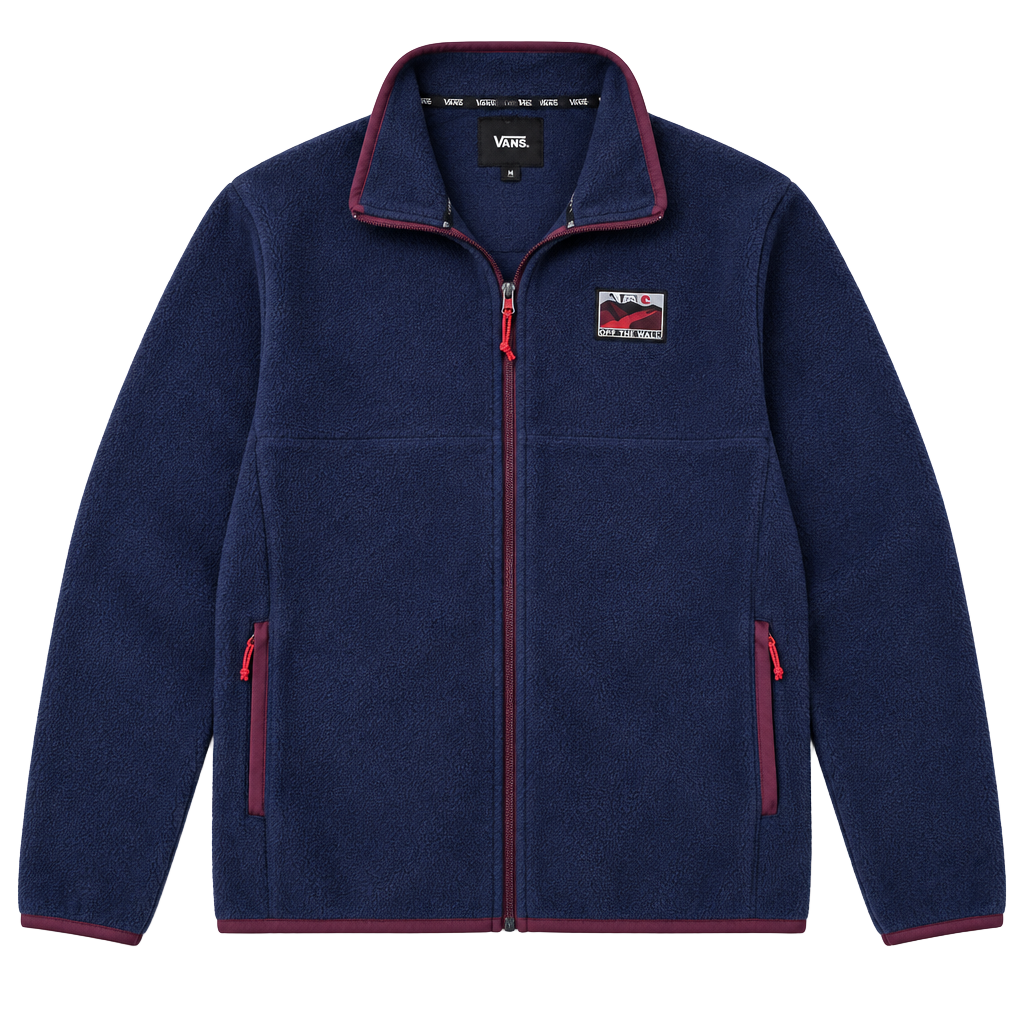 Vans Fleece Jacket Size Medium Blue Full Zip Off The Wall 1