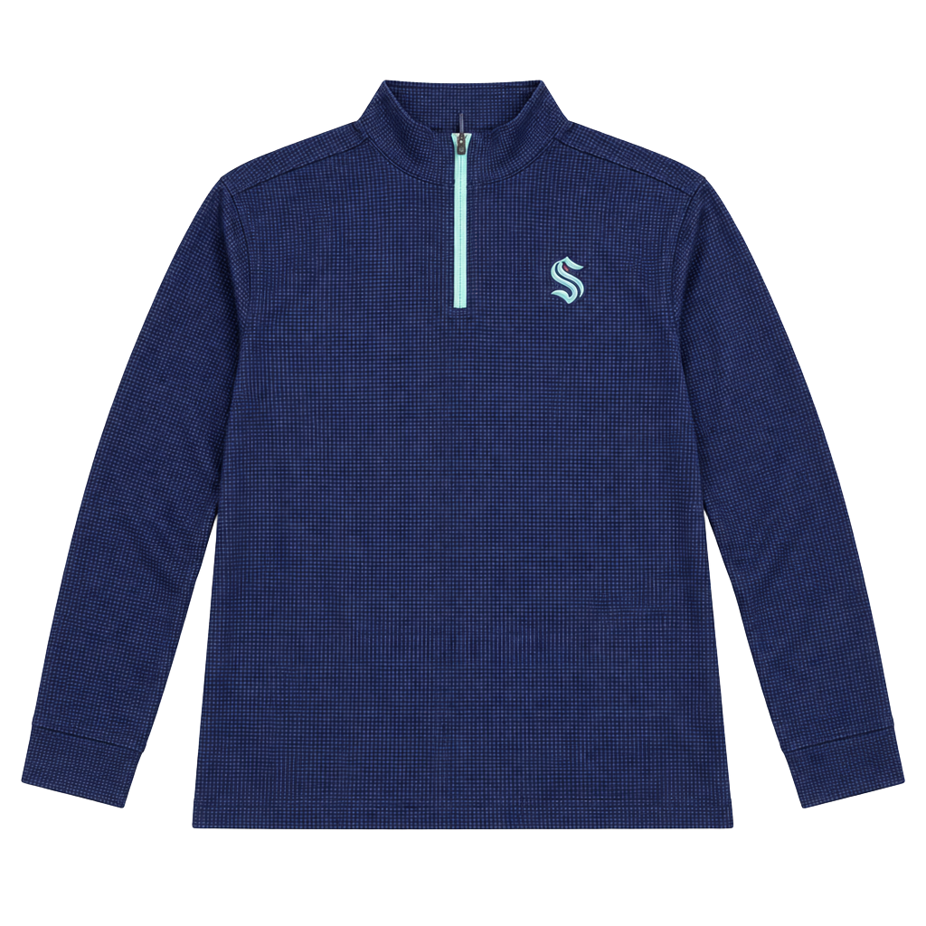 NHL Seattle Kraken 1/4 Zip Waffle Pullover Size L Blue 1