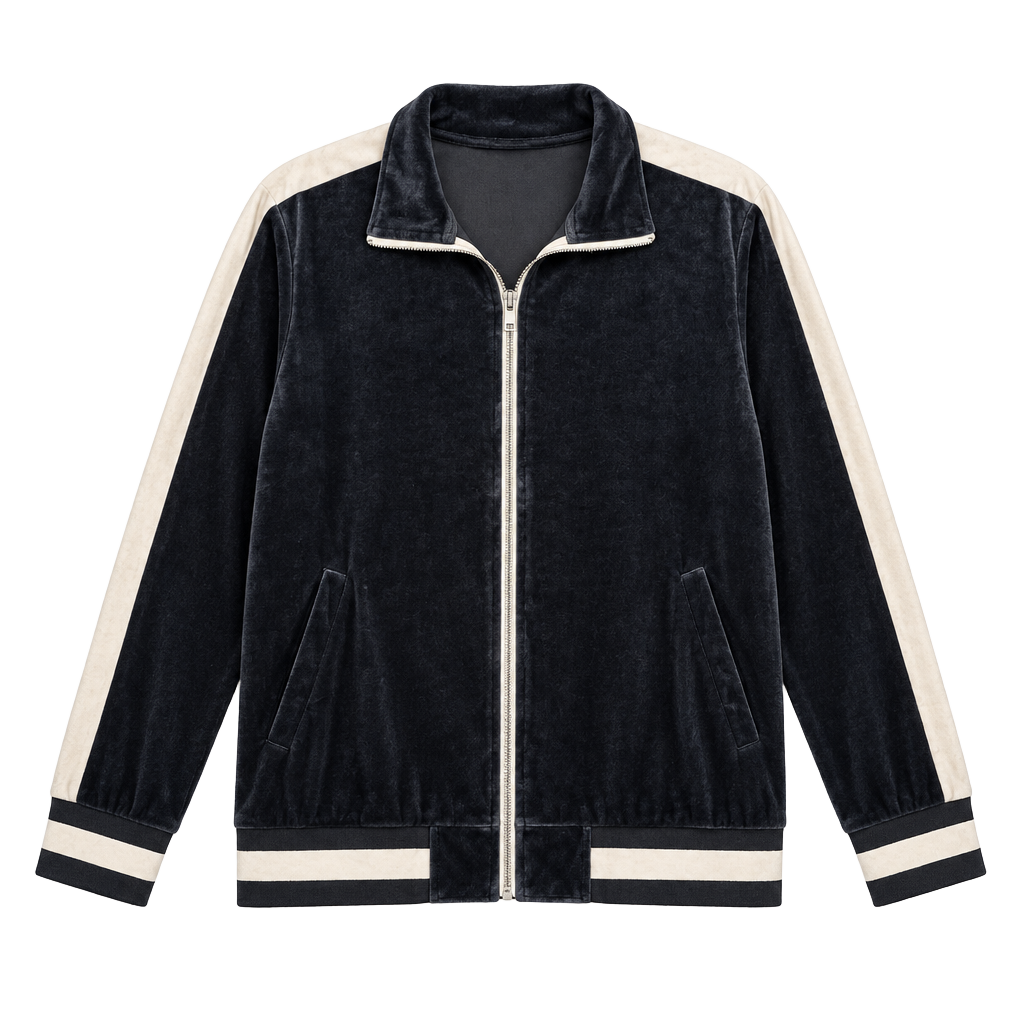 Velour Track Jacket Size XXL Gray Full Zip Stripe 1
