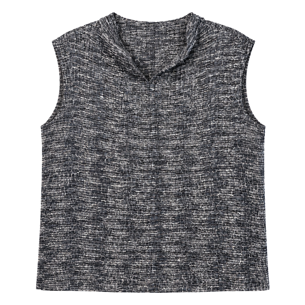 Casual Corner Annex Woman Sleeveless Top Size 2X Gray Crinkle Texture Blouse 1