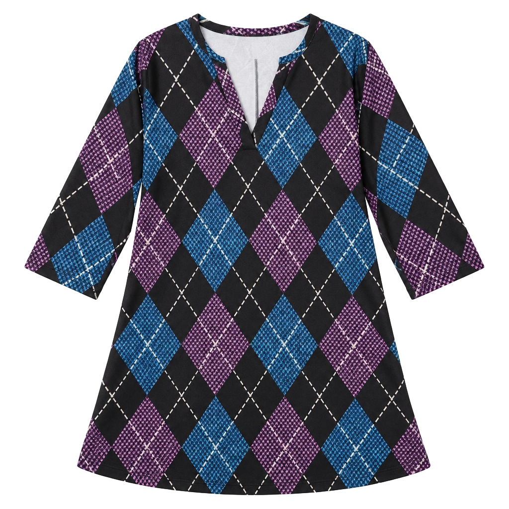 Azalea by Firemani Tunic Top Shirt Size 4X Multicolor Argyle Pattern 1
