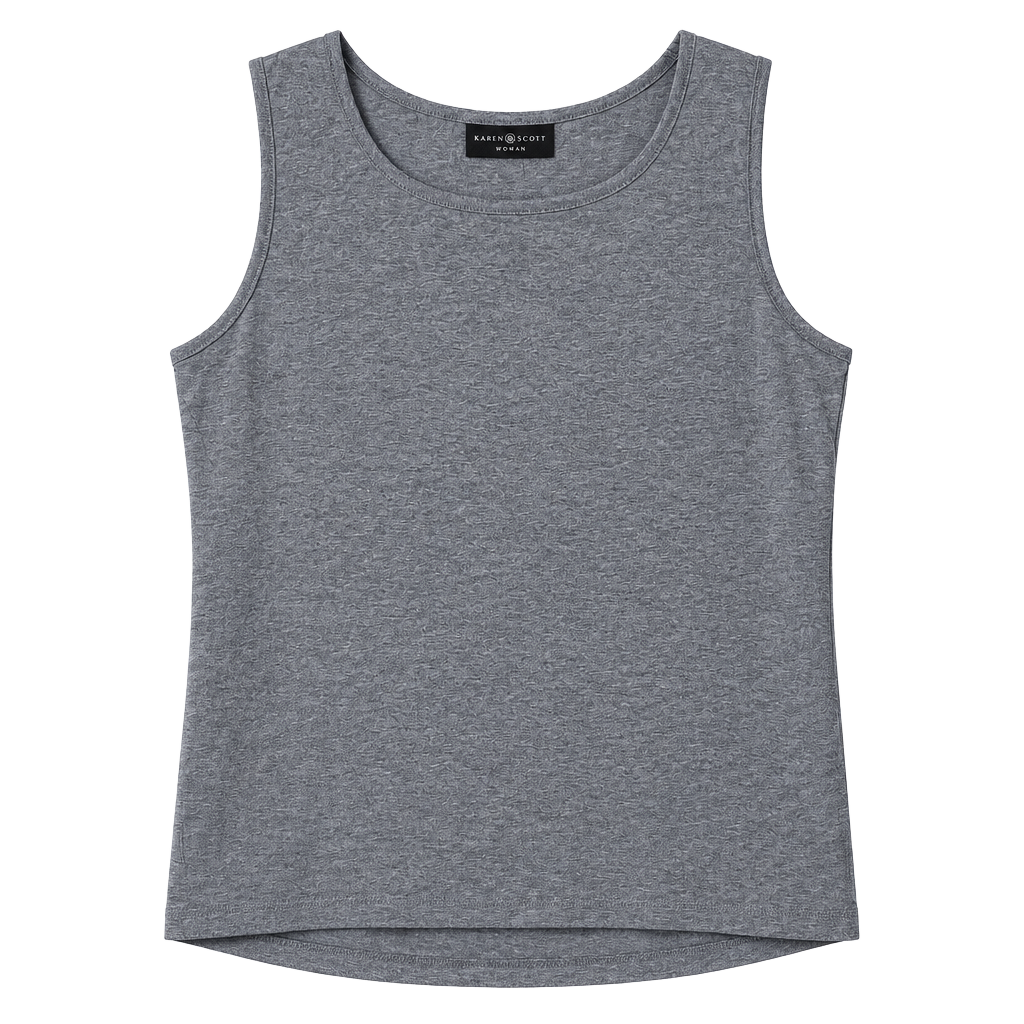 Karen Scott Tank Top Size 2X Steel Blue Heathered Cotton Sleeveless Shirt 1