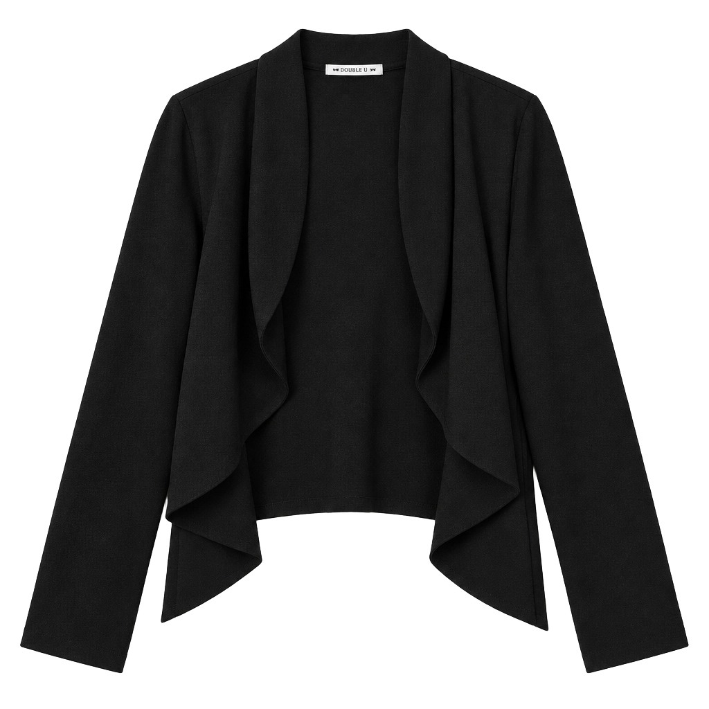 NWT Doublju Draped Open Front Cardigan Jacket Size 3X Black 1