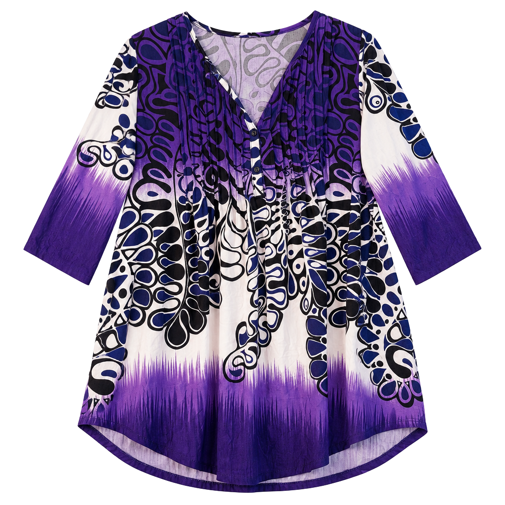 Simply Aster Tunic Top Shirt Size 4X Purple Black White Abstract Pattern 1