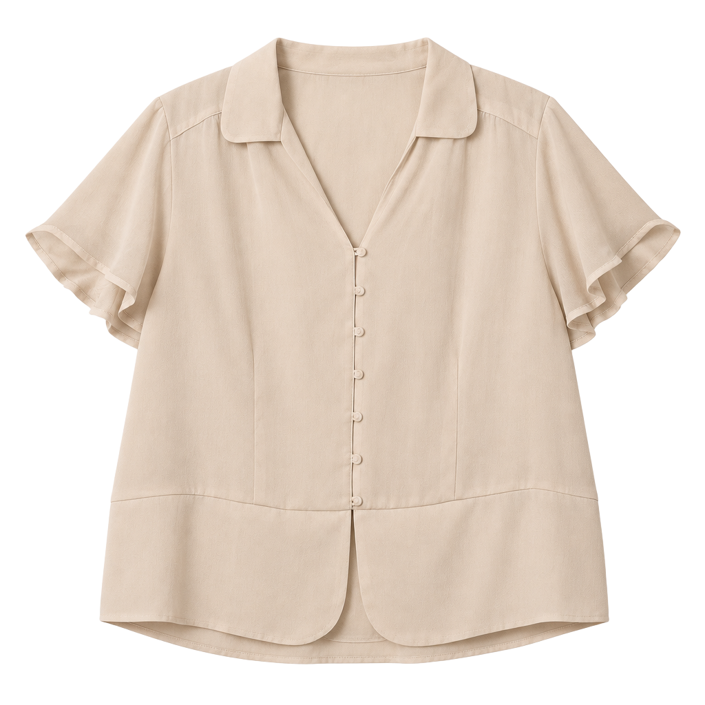 East 5th Short Sleeve Blouse Size 18W Ivory Button Down Dress Top 1