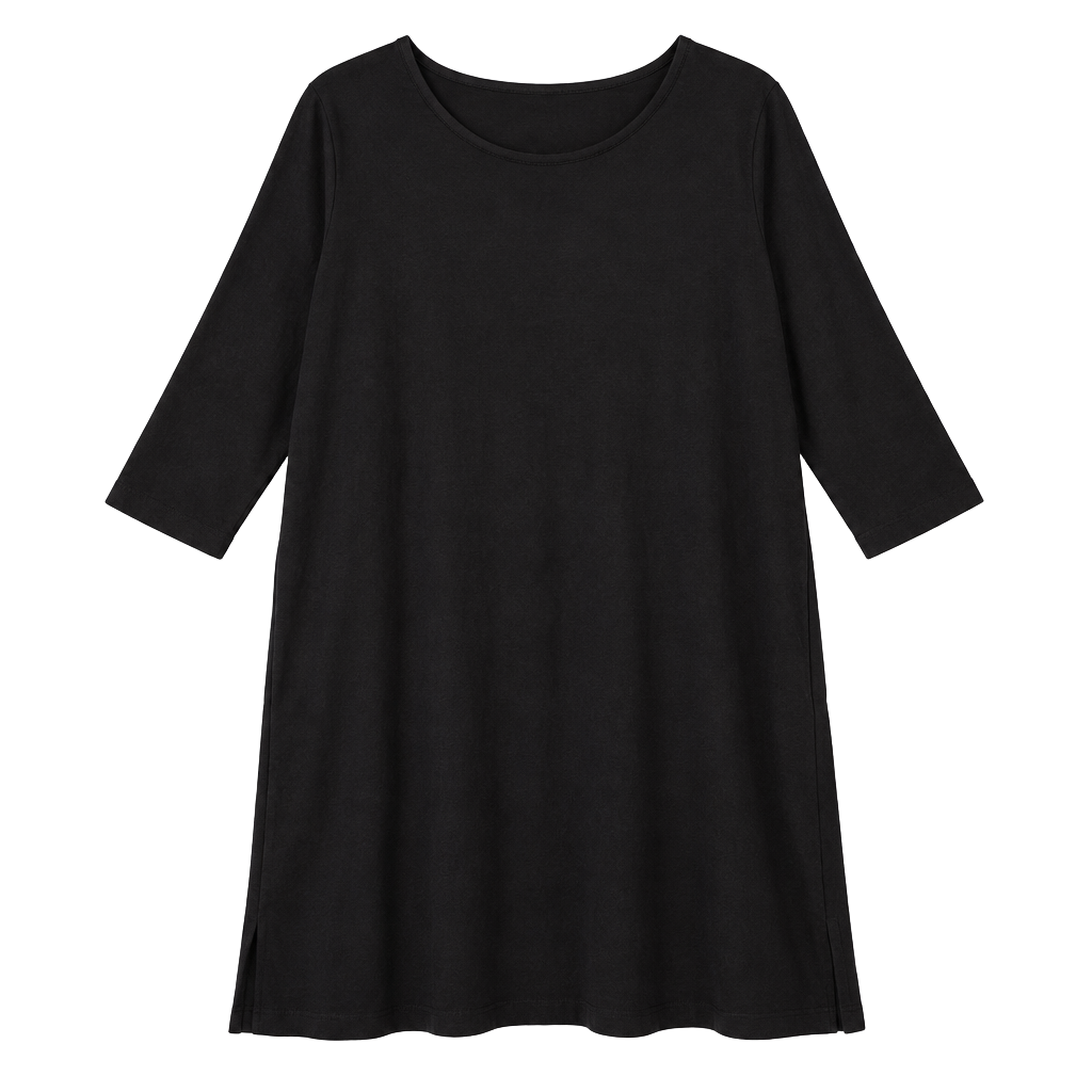42POPS Dress Length Tunic Top Size 3X Black Long Sleeve Knit Fabric 1