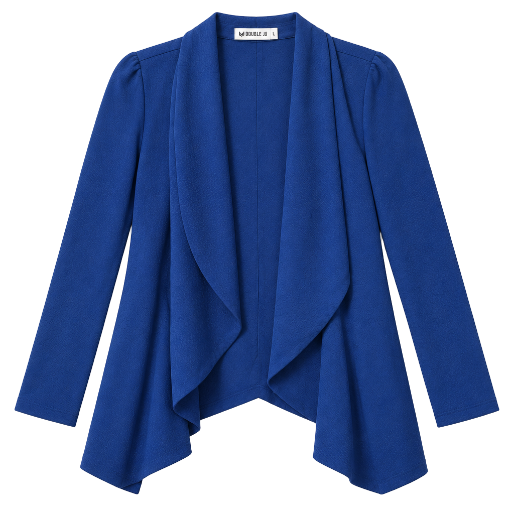 NWT Doublju Open Front Cardigan Size 3X Blue Shawl Collar Blazer Jacket 1