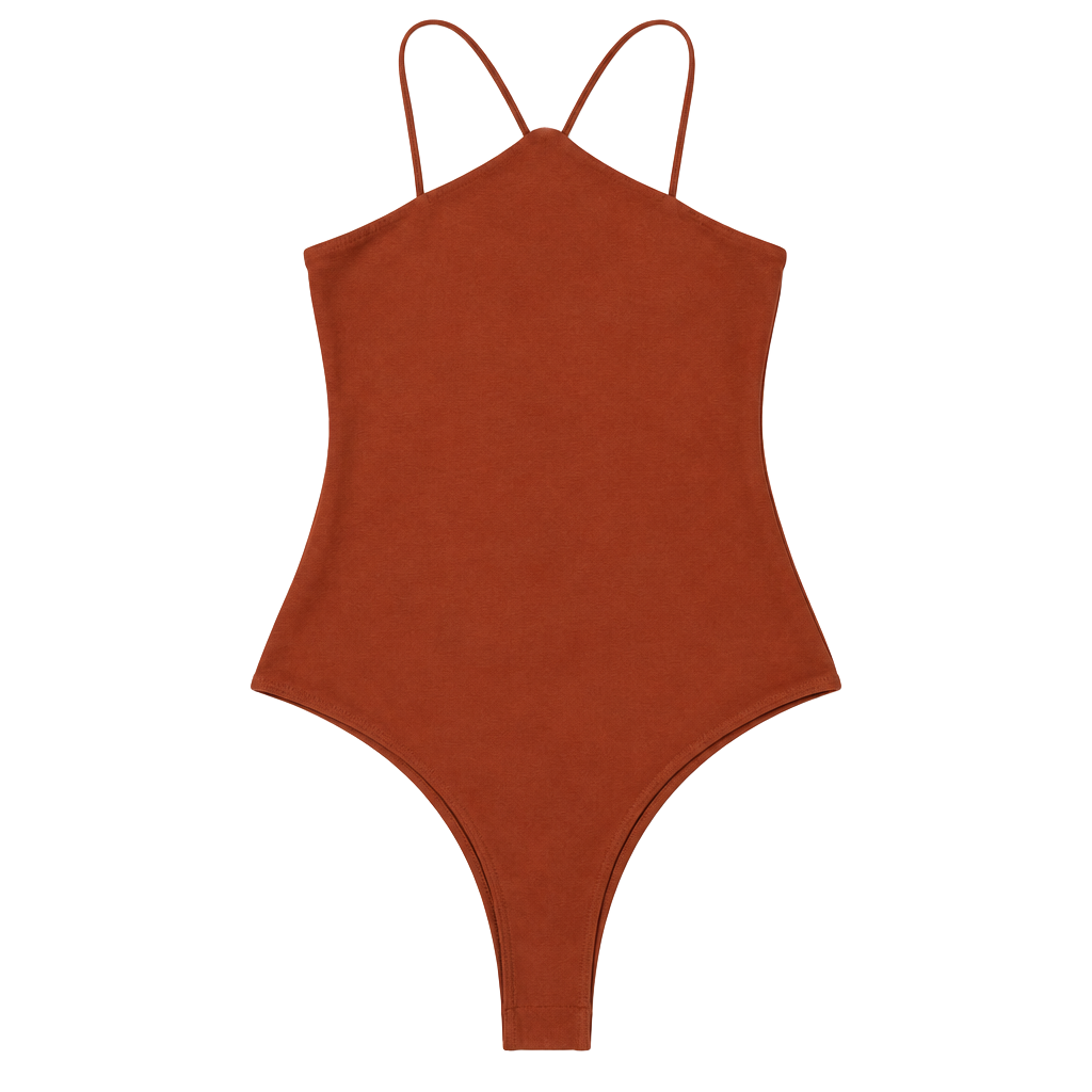 Dex Halter Bodysuit Size S Rust Spaghetti Strap 1