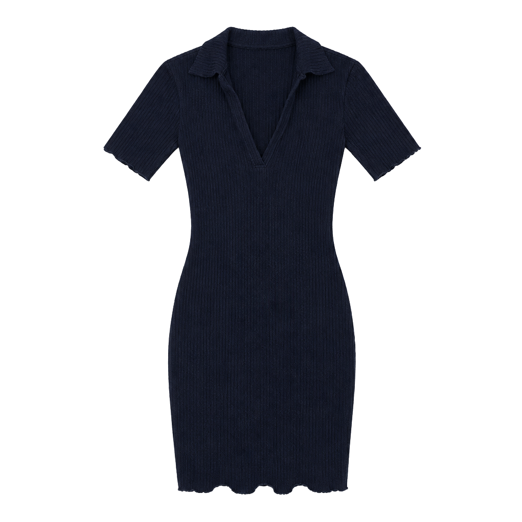 Cotton Citizen Ribbed Polo Mini Dress Black 1