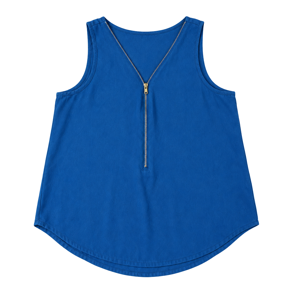 Ambiance Sleeveless Zip Front Blouse Size S Blue 1