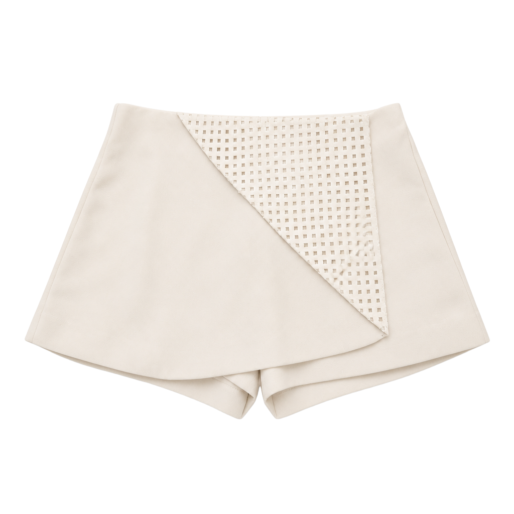 BCBG Cream Off-White Asymmetric Cutout Overlay Skort Size 2
1