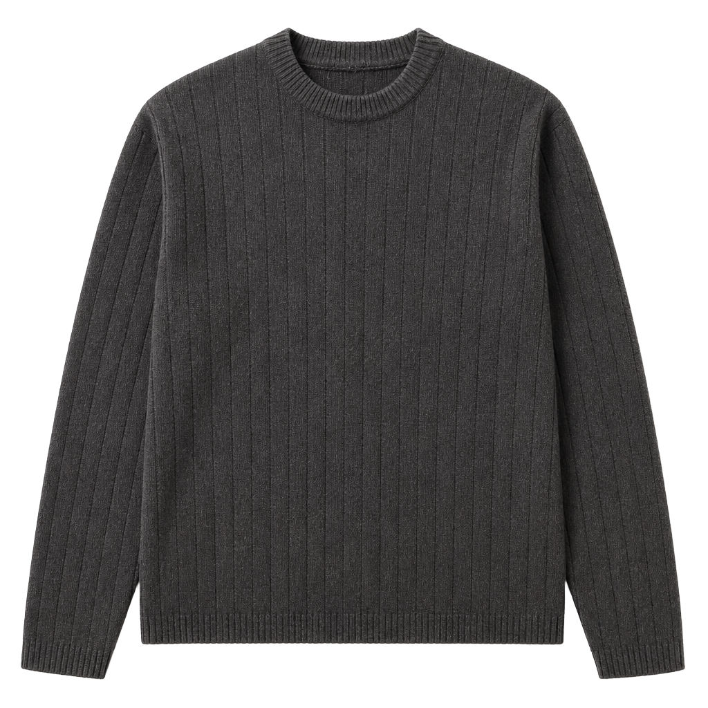 Vintage PAVO Ribbed Knit Crewneck Sweater Charcoal Grey Men's Large 1