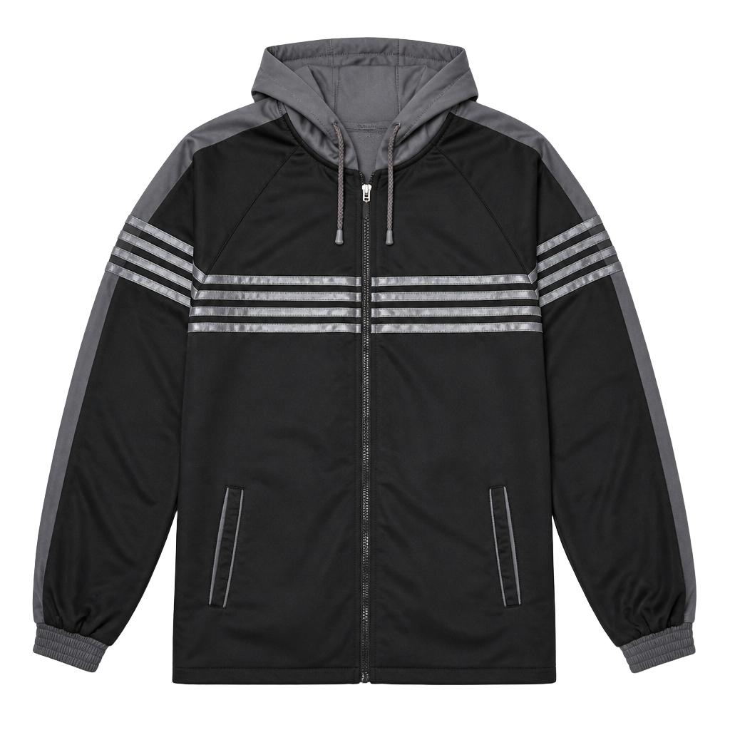 SCX Extreme XT Athletics Men's Full Zip Hooded Track Jacket - Black and Grey - Size XL 1