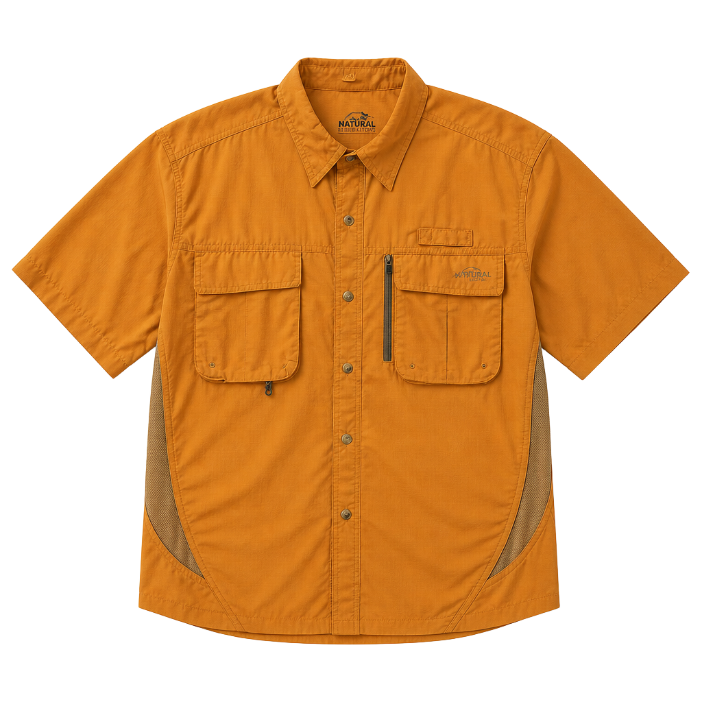 Natural Gear Men's Short Sleeve Vented Fishing Shirt XL Orange 1