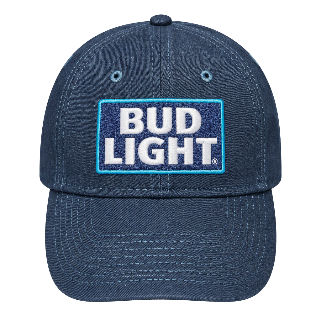 H3 Sportgear Bud Light Embroidered Logo Navy Blue Baseball Hat Cap 1