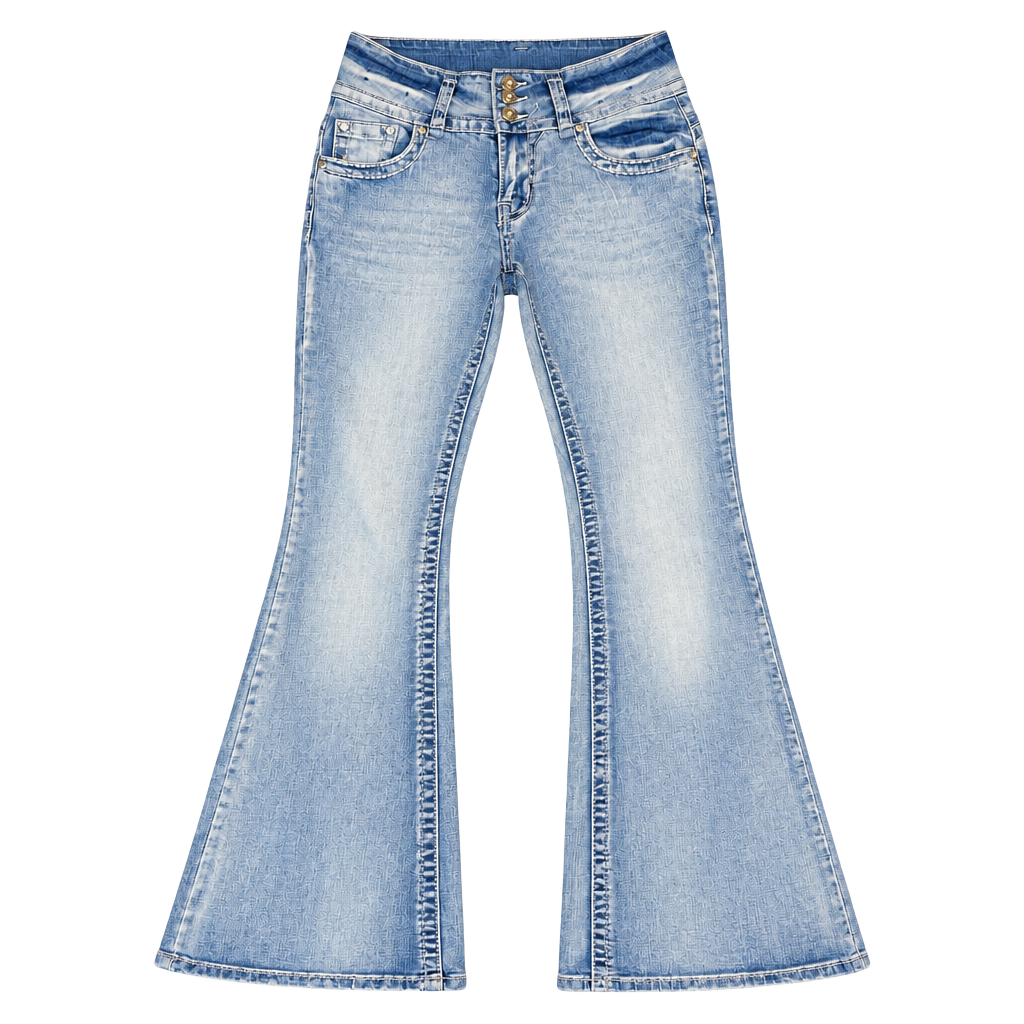 Sky Flare Jeans Size 1/2 Blue Cross Rhinestone Embellished 1