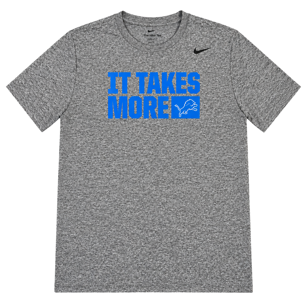 Nike Detroit Lions It Takes More Dri-FIT T-Shirt Size Large Gray 1