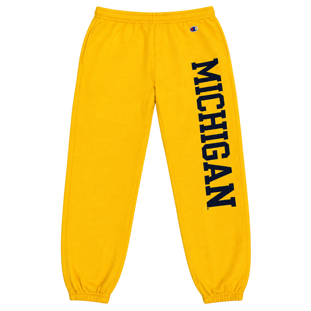 Mens CHAMPION navy Michigan Wolverines Replen Banded Bottom Pant, 1