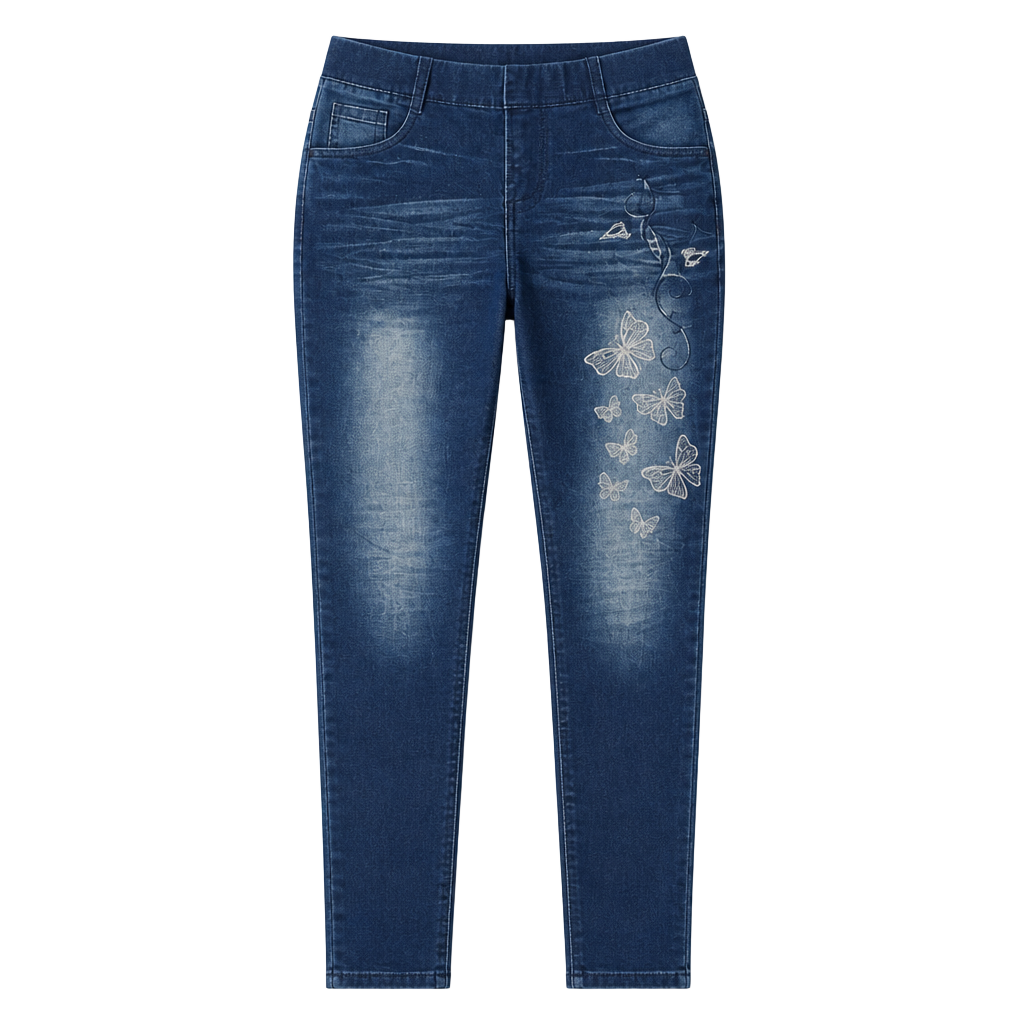 STYLI-SHAPE Women Butterfly Print Faux Denim Skinny Jeggings 1