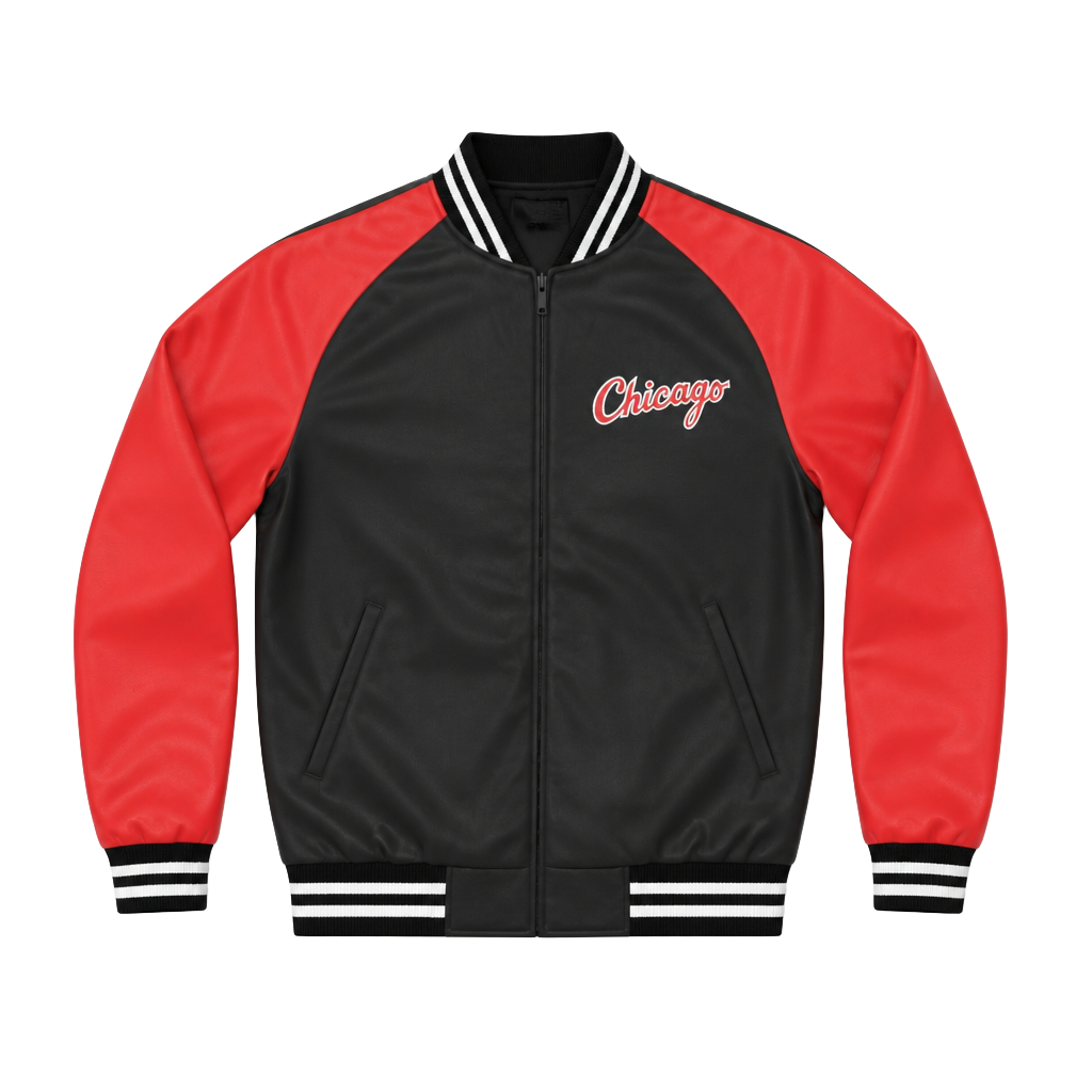 Chicago Varsity Bomber Jacket Black and Red 1