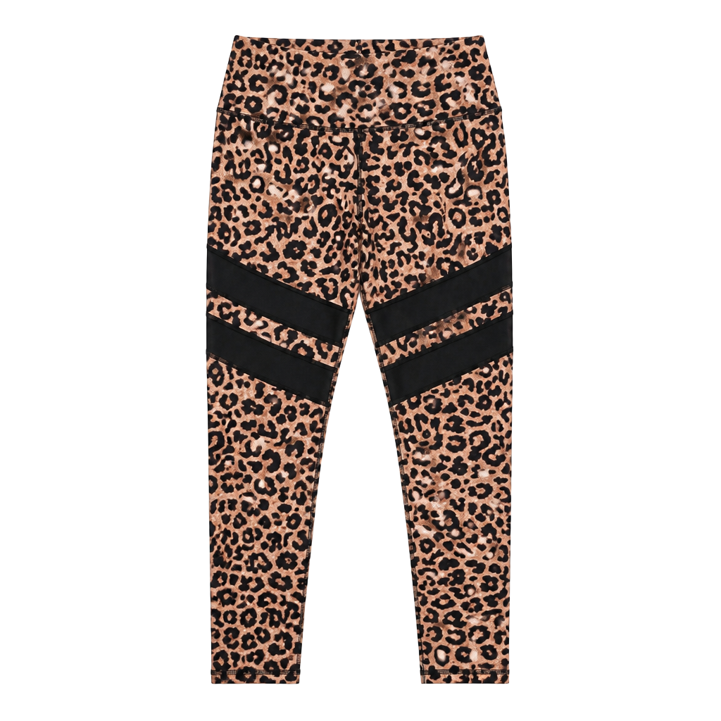 Leggings Leopard Print High Waisted Yoga Pants with Mesh Inserts 1