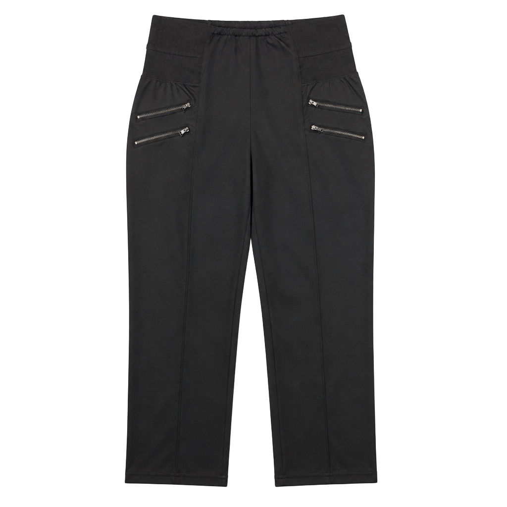 Black Zipper Detail High-Waisted Leggings Size XL 1