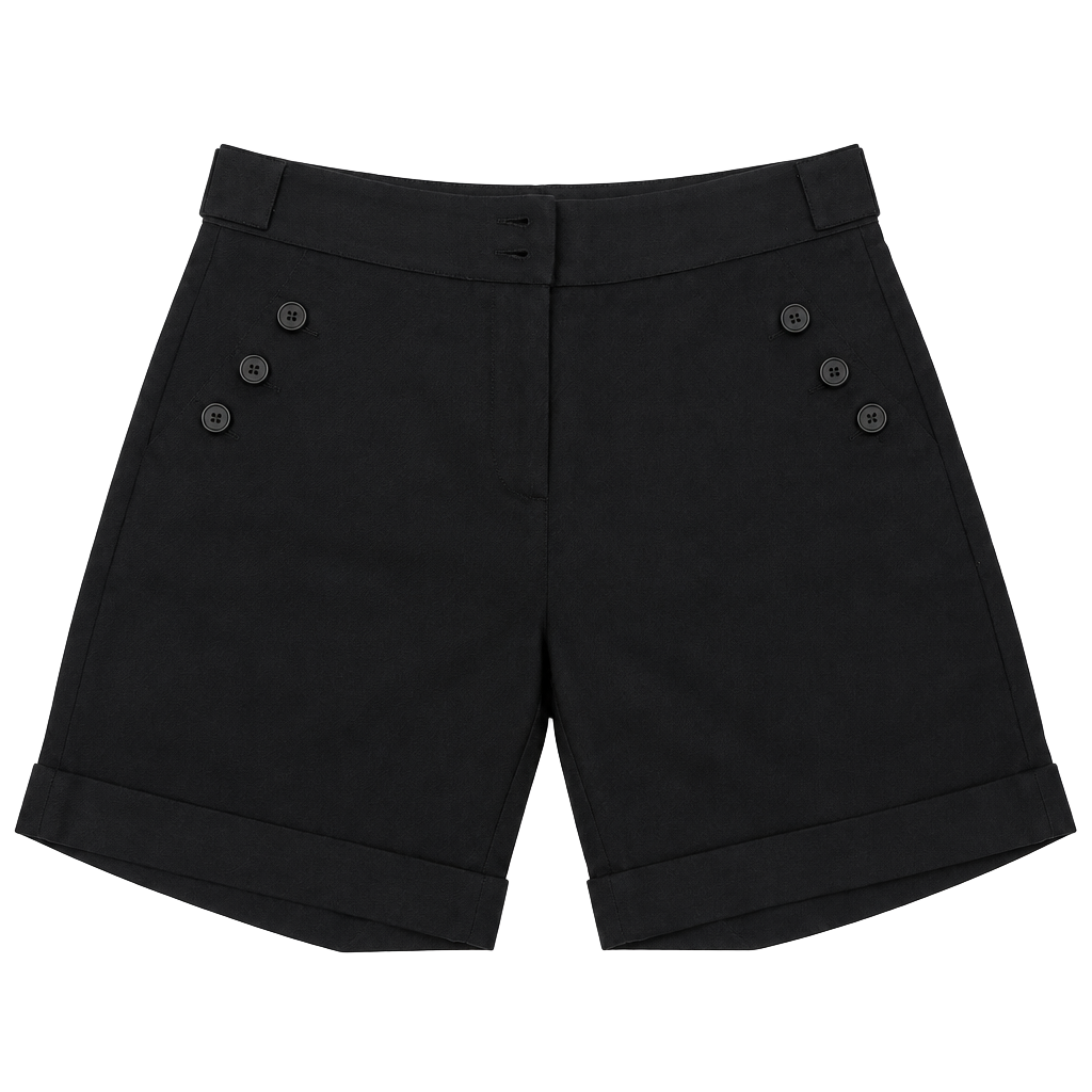 Sag Harbor Denim Shorts Size 4 Black Sailor Cuffed Button Front 1