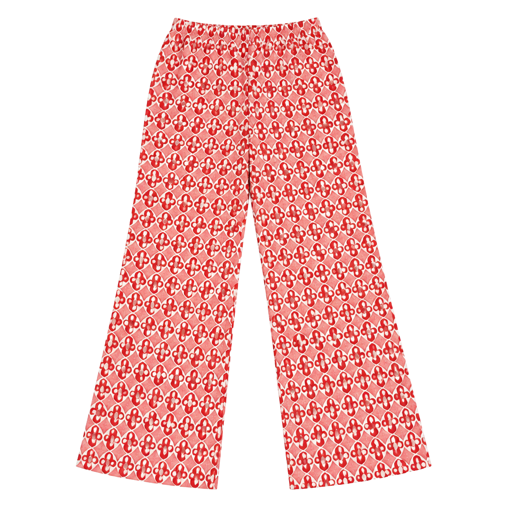 Growing Girl Pants Size 14 Red White Diamond Geo Pattern Flare Trousers 1