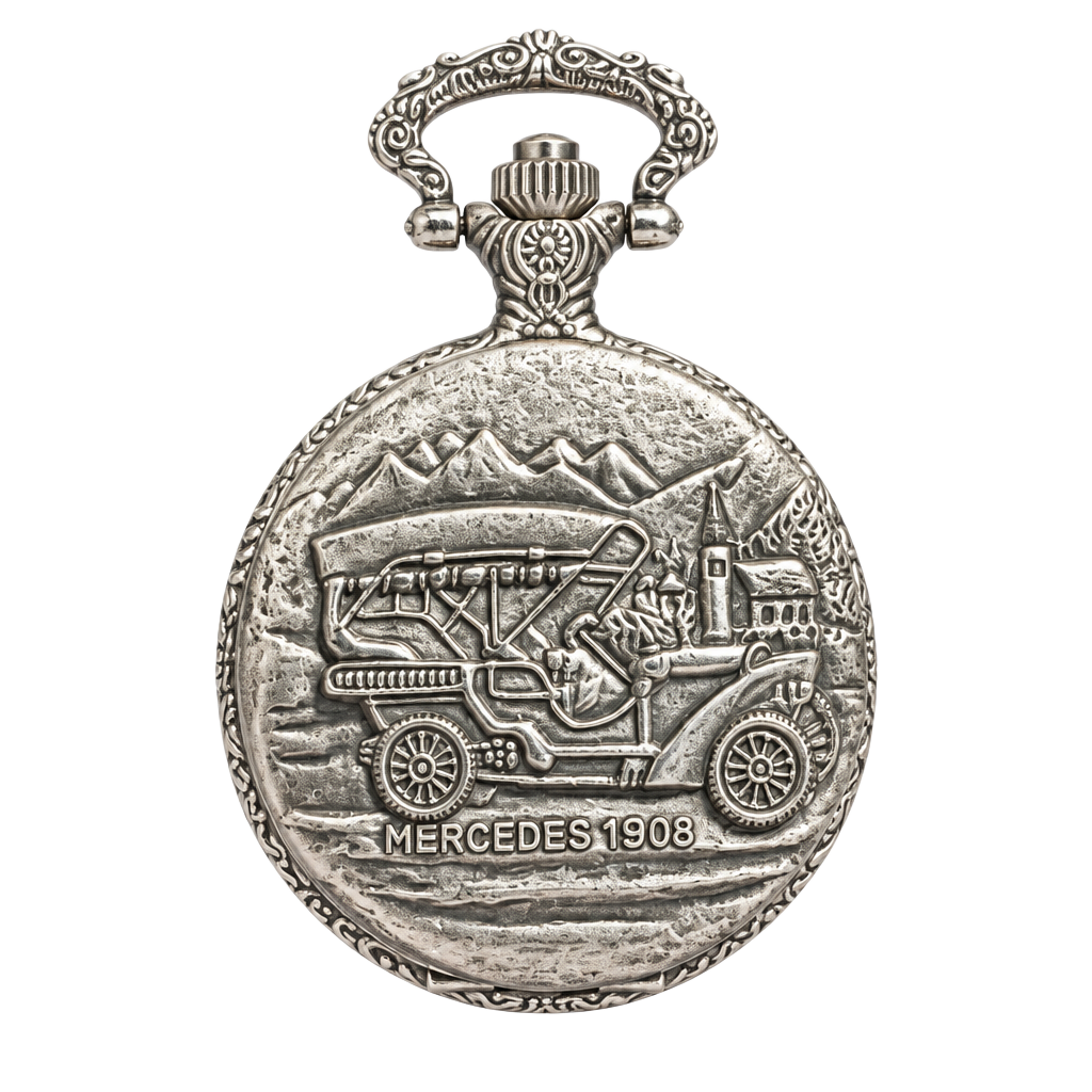 Vintage Geneva Mercedes 1903 Silver Tone Quartz Pocket Watch 1