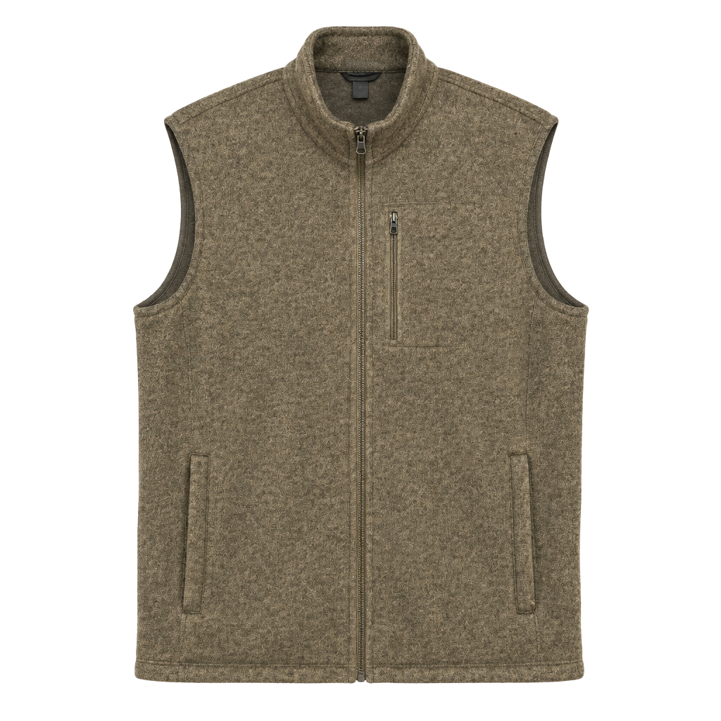 Eddie Bauer Fleece Vest Size TXL Taupe Marled Full Zip mens 1