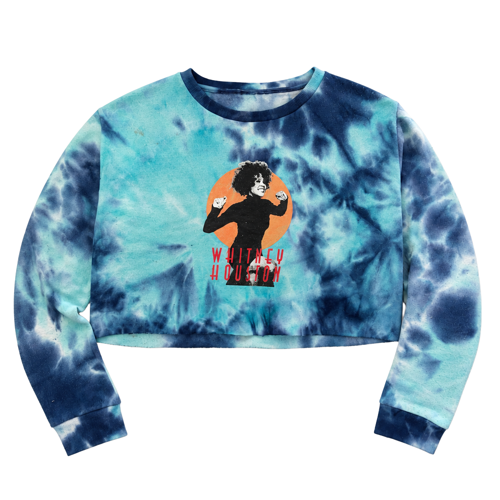 Whitney Houston 2020 Graphic Print Tie-Dye Cropped Crewneck Sweatshirt 1