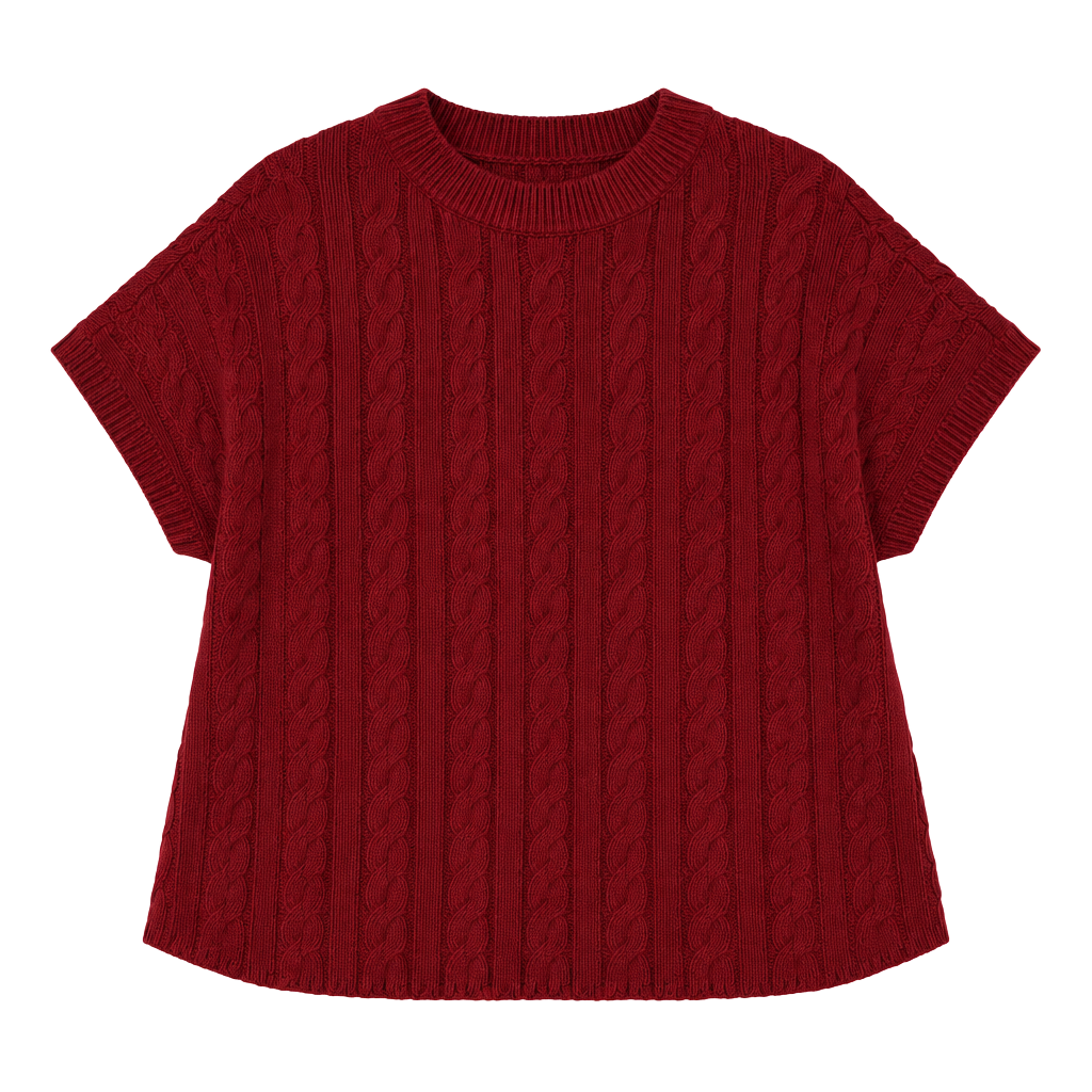 Olivaceous Red Cable Knit Cotton Sweater Vest Large Burgundy Red Preppy 1